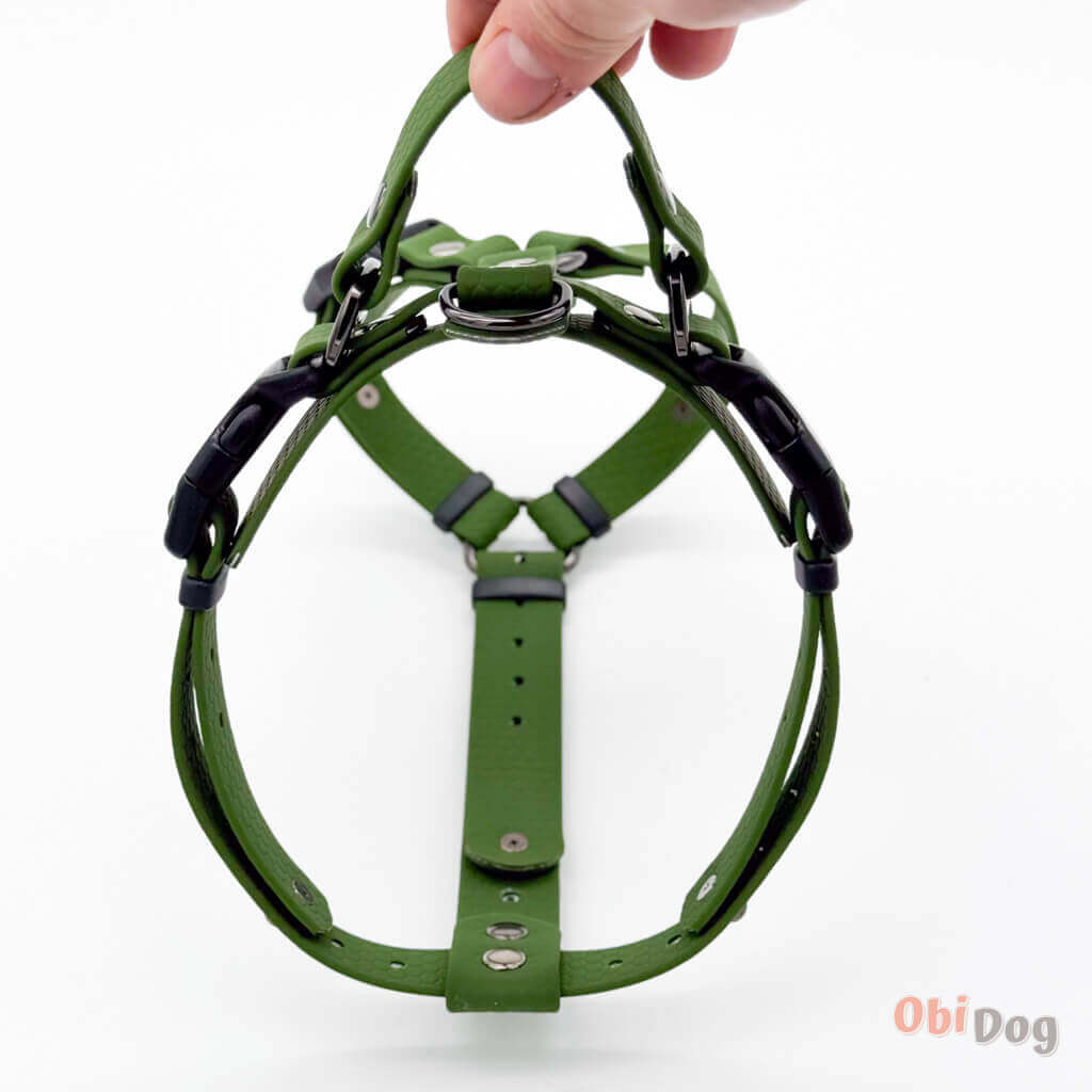 Hexa ūdensdroša krūšu siksna suņiem, anatomiski pareizi iemaukti, zaļa krāsa un ērta struktūra.